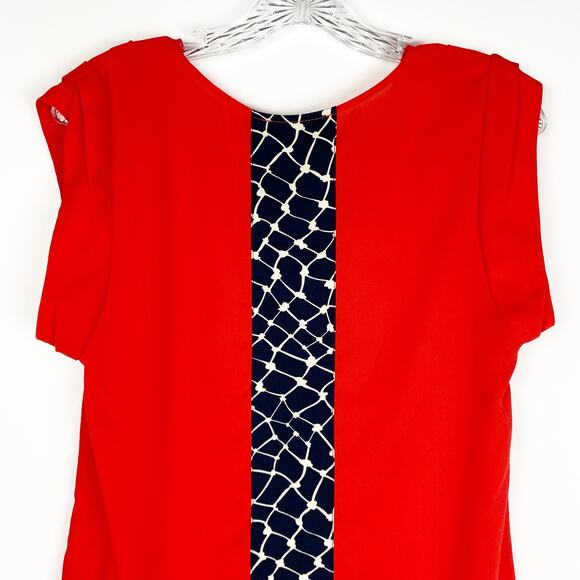 41Hawthorn Sleeveless Blouse Red With Navy Stripe Lightweight Womens Size Small - Picture 9 of 11